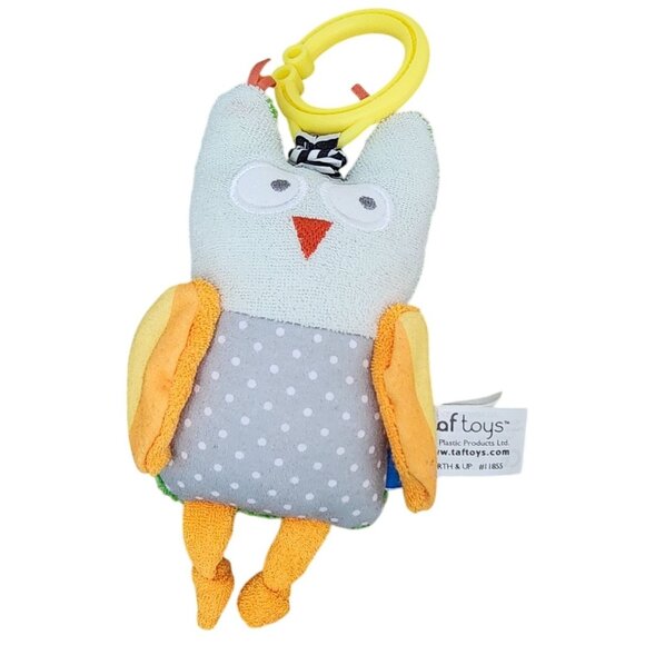 Taf Toys Obi the Owl Jittering Baby Toy Infant Plush Pull Down Hanger Wiggle - Picture 1 of 4